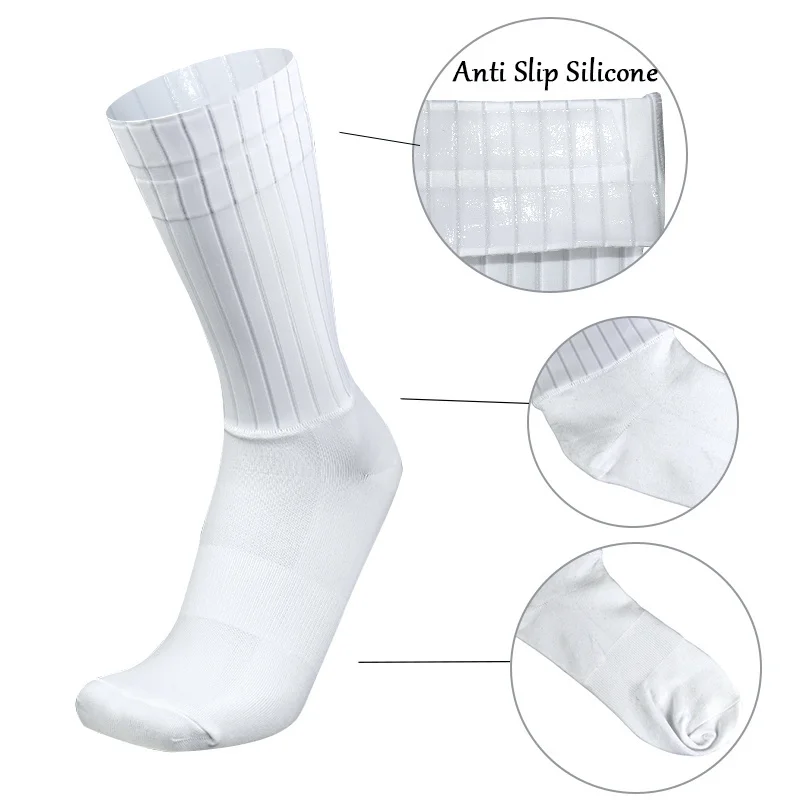 Silicone Summer Anti Slip 2024 Aero Socks Whiteline Cycling Socks Men Bicycle Sport Running Bike Socks Calcetines Ciclismo