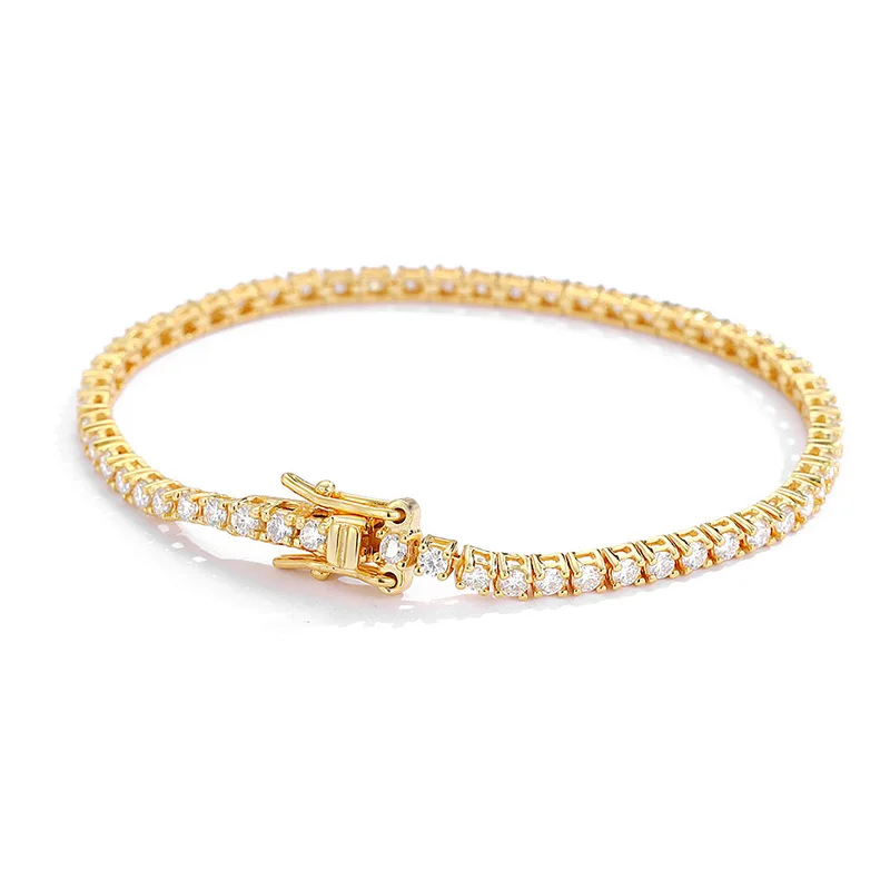 

Браслеты-цепочки EUREKA с муассанитами 2 мм для женщин, из серебра 925 пробы с покрытием из белого золота 18 карат, сертифицированные GRA, изящные браслеты