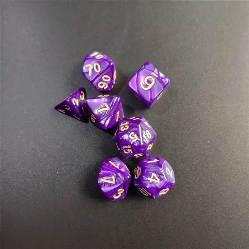 7 Pcs 1 Set Of Pearl Style DND Dice Set D4 D6 D8 D10 D12 D20 Multi-sided Dice For TRPG Dragon Games