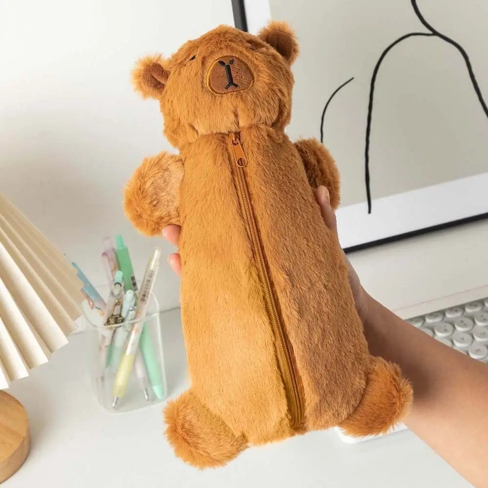 Large Capacity Capybara Plush Pen Bag Cartoon Animal Doll Capybara Capybara Doll Pencil Case Soft Stuffed Zipper