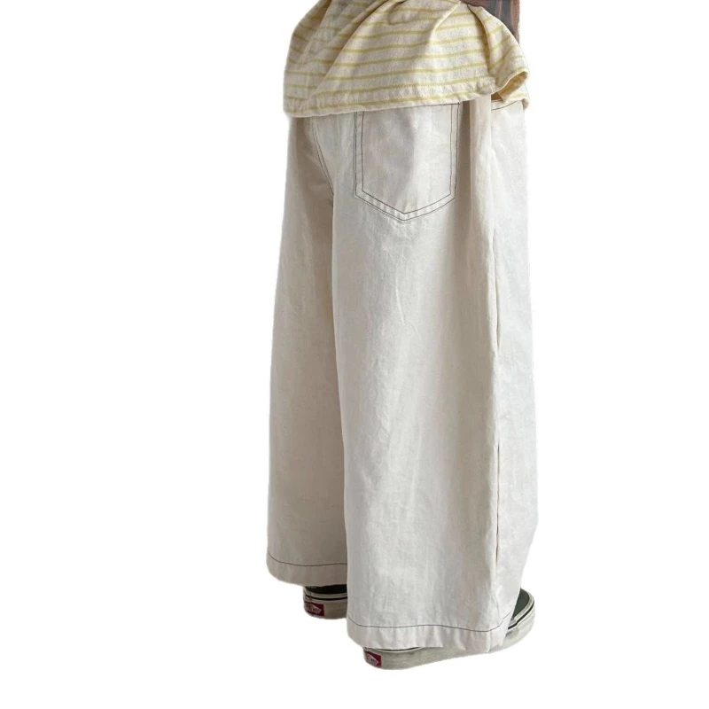 

2026 Korean Loose Cotton Pants for Kids, Casual Wide Leg Trousers for Toddlers, Breathable Spring Bottoms New Arrival