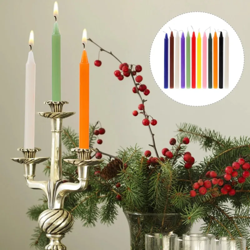 Colored Candles Decorative Taper Candles Wedding Festival Romantic Candles Prop Bougie Wax