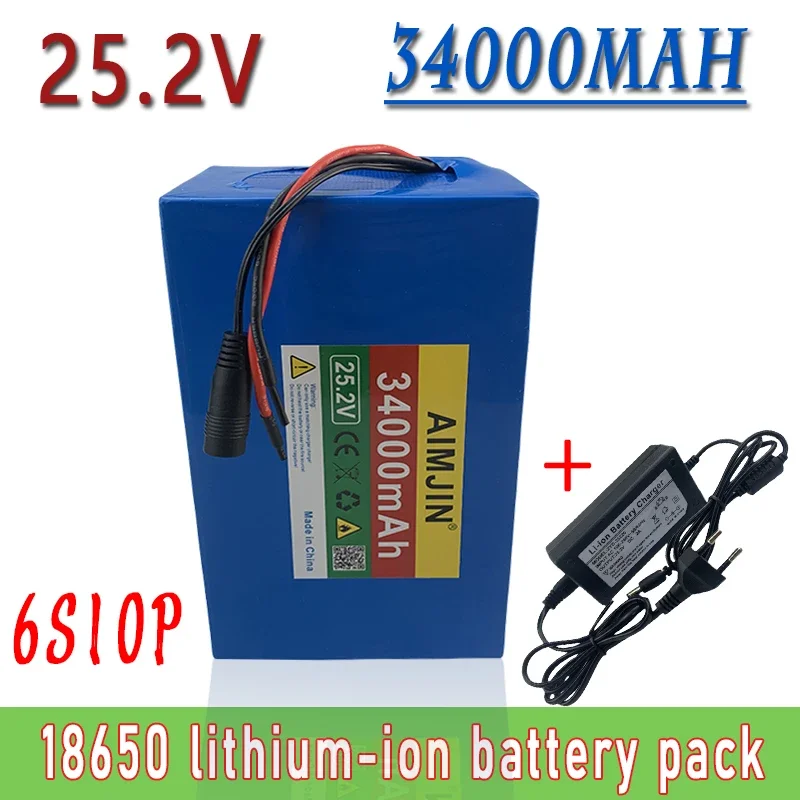 

6S10P 25.2V 34000mAh 18650 Lithium Batterie Pack Protection Rechargeable battery + Chargeur