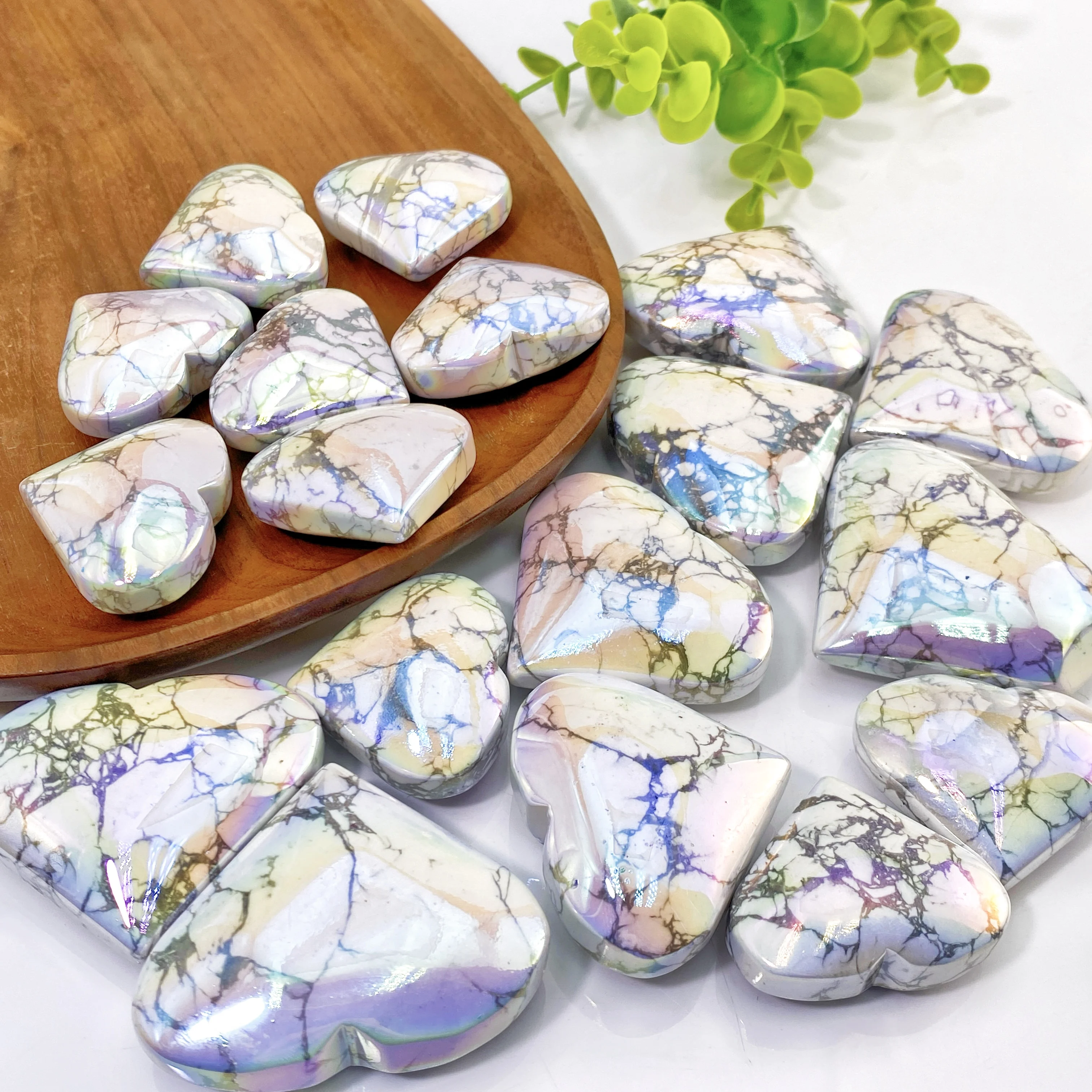 1 قطعة عالية الجودة هالة Howlite القلب نحت الكريستال الطبيعي ، مجوهرات الأحجار الكريمة ، بريق ، كريستال شفاء ، هدية عيد ميلاد ، هدية المرأة