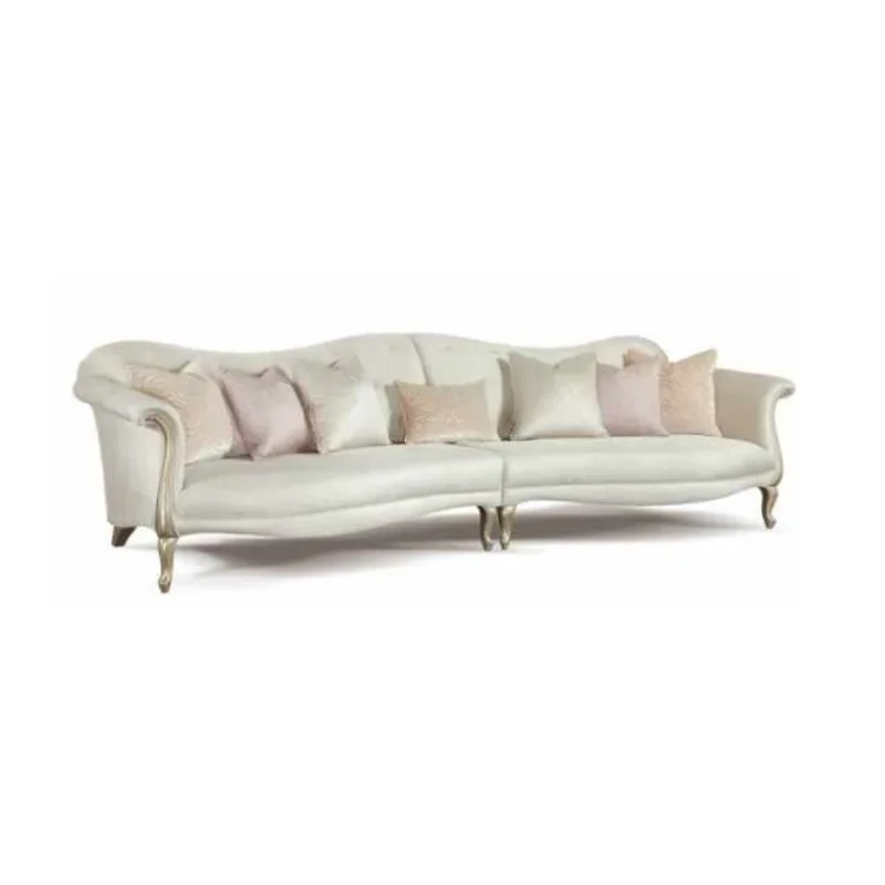 French fabric sofa, Francesca solid wood three-person sofa, double sofa living room furniture