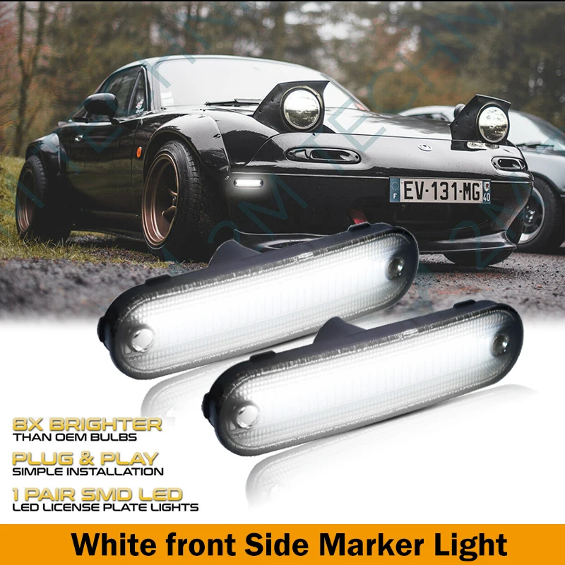 White Amber Red LED Bumper Side Marker Turn Signal Lights Driving Lights For 1990-1997 Mazda Miata & For 1999-2005 Mazda MX-5