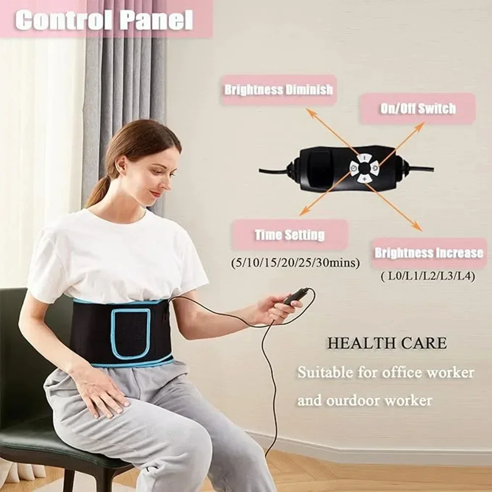 USB Plug-in Red Light Therapy Belt LED Red Light Therapy with Near Infrared Light Device for Relieving Sore Back Muscles