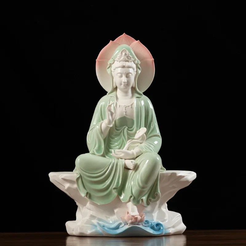 DSA Ceramic Buddha Ornament Home Devotion Guanyin Statue Crafts