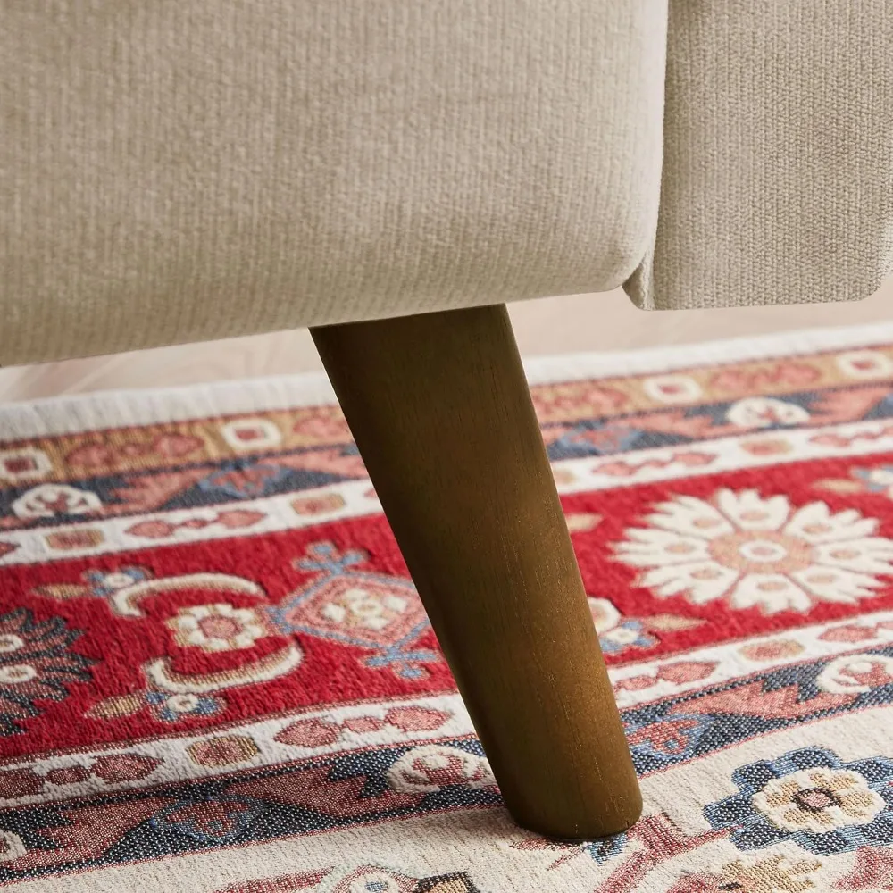 Sofá de dos plazas moderno de mediados de siglo con cojines traseros, patas de madera para espacio en la sala de estar