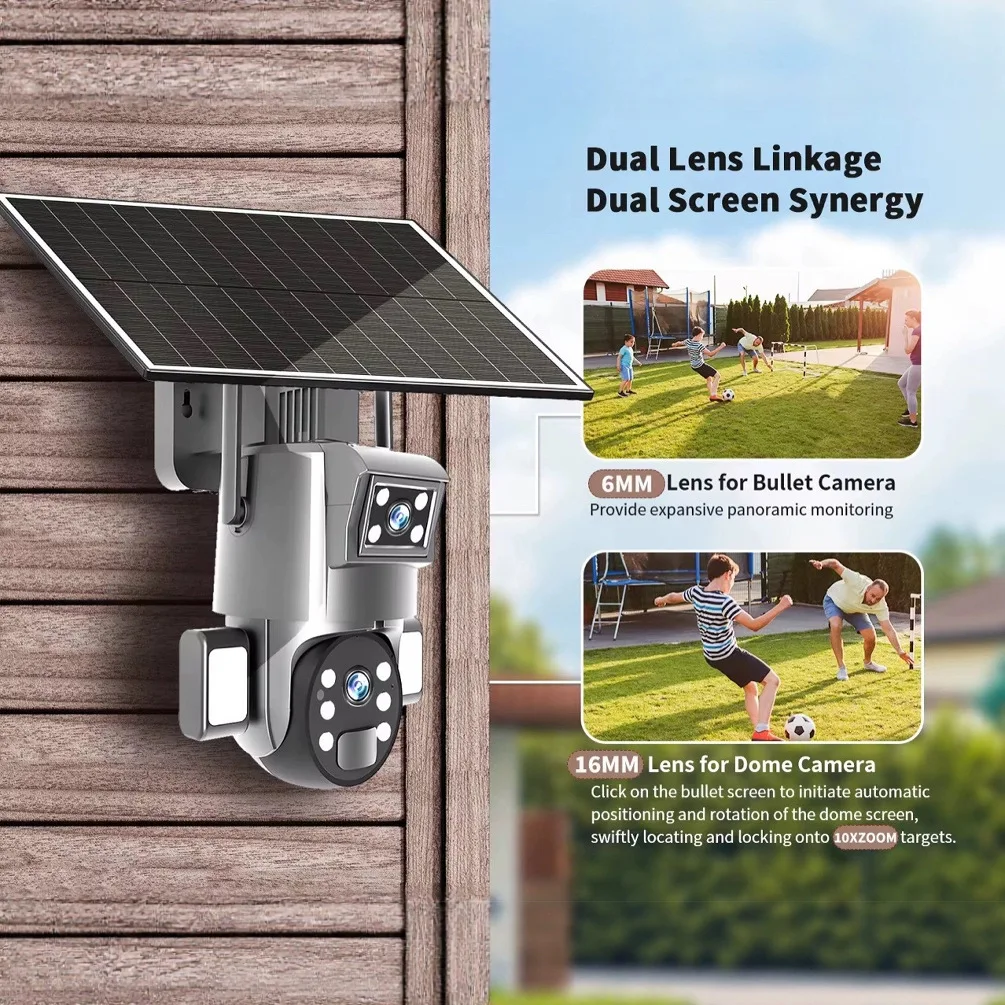 

Солнечная камера, 20-кратный зум, 6 миллионов, пистолет высокого разрешения, шаровая связь, беспроводная уличная камера