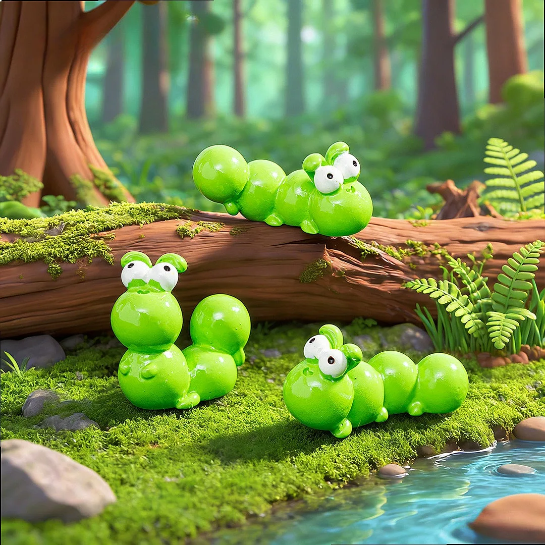 100pcs Wholesale Cute Chubby Caterpillar Fairy Garden Miniature Landscape Decor Dollhouse Accessories