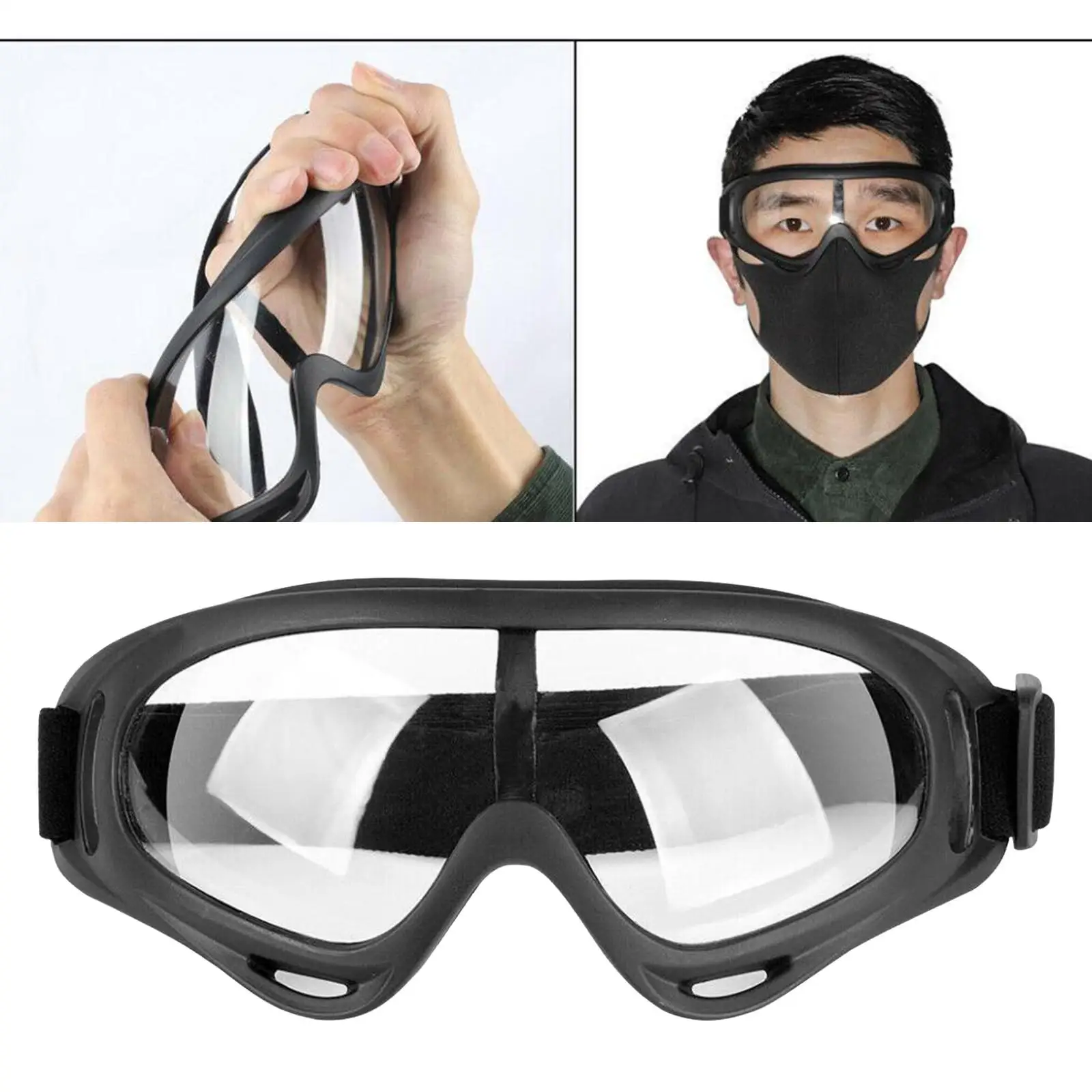 Clear Protective Safety Glasses Eye  Anti-fog PE Lens Goggles