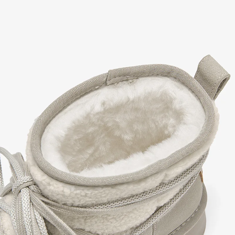 BEAUTODAY Snow Boots Women Cow Leather Cross-tied Round Toe Slip-On Platform Winter Ladies Fur Shoes 08083 view 5