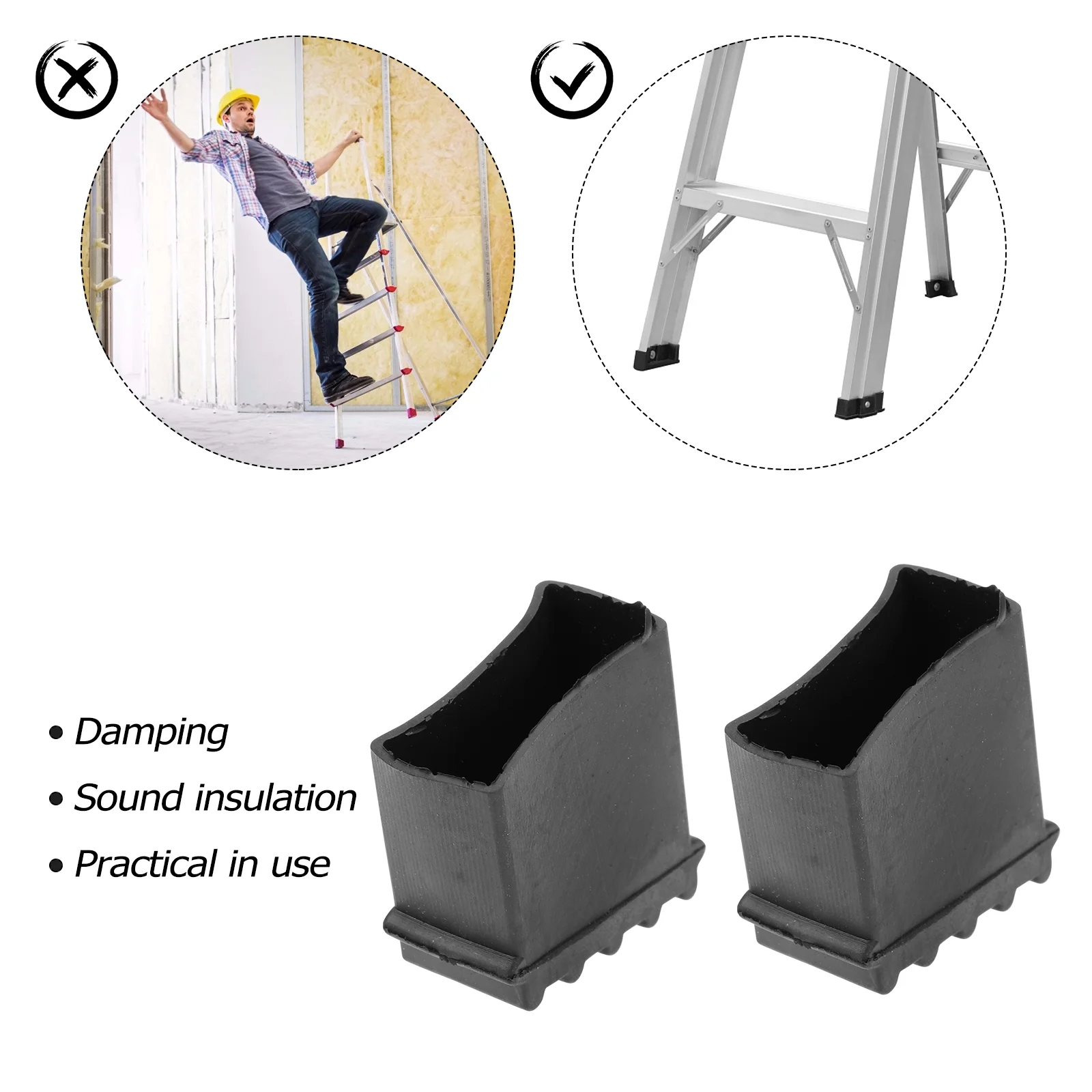 Extension Ladder Leveling Feet Floor Mat Protectors Water Proof Stepladder Black