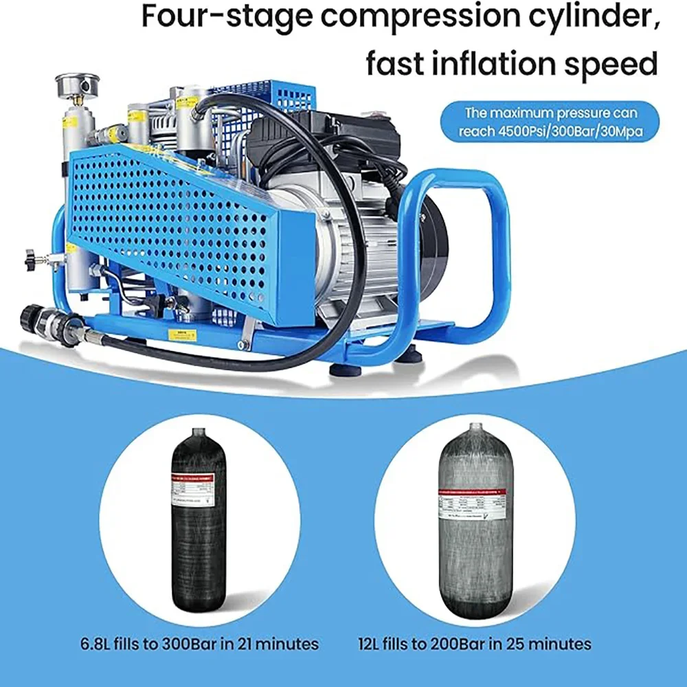 TUXING 4500Psi Compressore per immersione ad alta pressione 300Bar PCP Compressore d'aria 100L/min Flusso d'aria per la respirazione subacquea Snorkeling Fucile