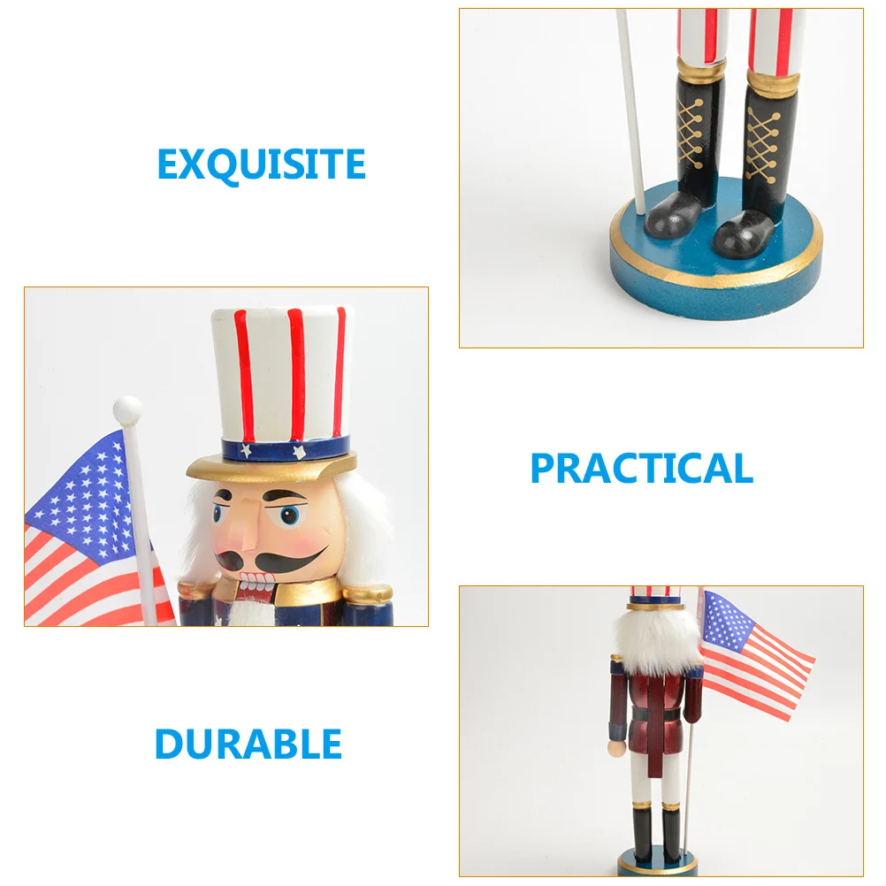 

American Flag Wooden Decor Soldier Holiday Home Desktop Display Patriotic Centerpiece Shelves Figures For Independence Day