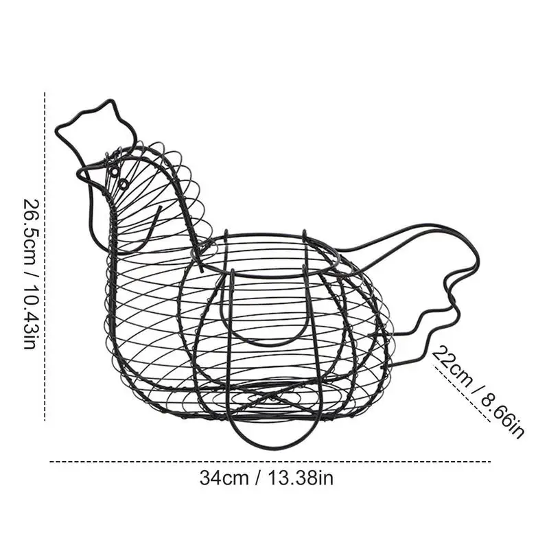 Egg Basket For Collecting Eggs Chicken Shaped Wire Egg Basket Large Capacity Gathering Practical Basket