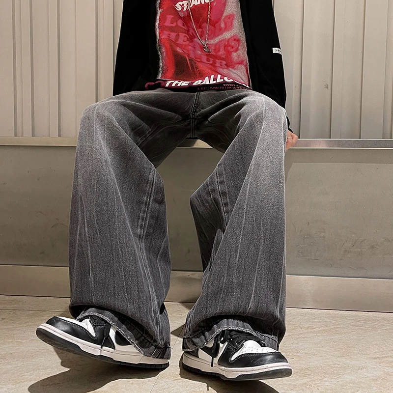 

Мужские джинсы-тайди-ай-ди в американском стиле, прямые, свободные, повседневные, длинные брюки для мальчиков, в стиле ретро, расклешенные, модные, в стиле «папины джинсы»