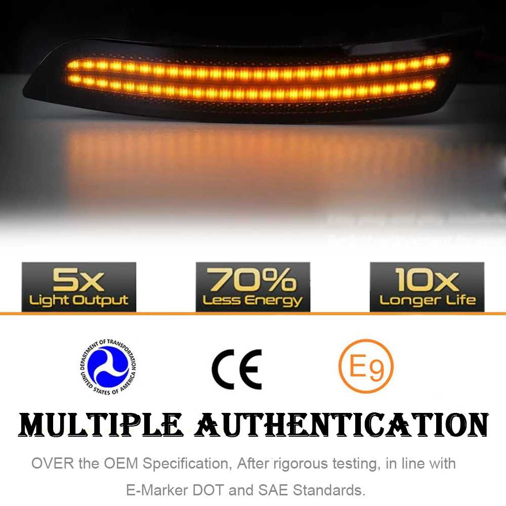 Smoked Lens Front Rear Bumper LED Side Marker Light for Chevy Camaro LS LT SS ZL1 2016-UP Cadillac CTS ATS 2015-UP