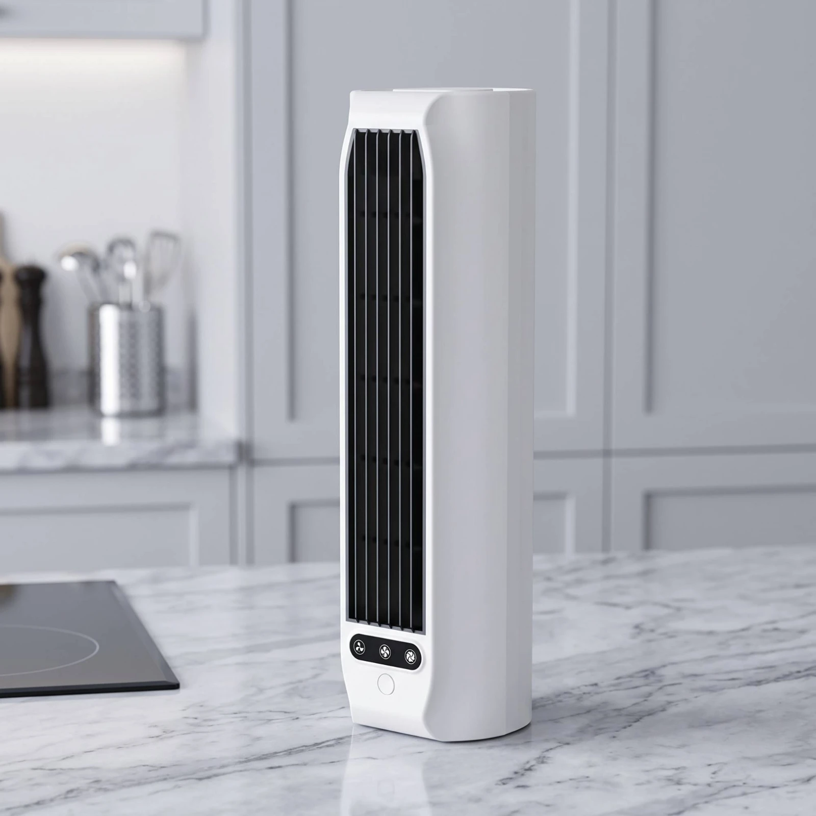 Vertical Fan with Phone Holder Quiet Rechargeable Vertical Fan Lightweight Cordless for Office Workers, Dorm Room, Kitchen