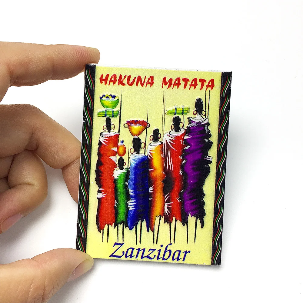 

Zanzibar Hakuna Matata 3D Resin Fridge Magnets - Colorful African Women Design, ‌Decorative & Strong Magnets for Home & Kitchen