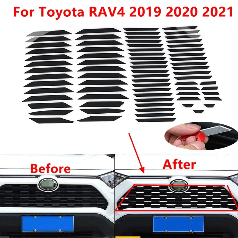 Car Styling Chrome Front Grille Trim Garnish Cover Stickers For Toyota Rav 4 Rav4 2019 2020 2021 Stainless Steel Accessories