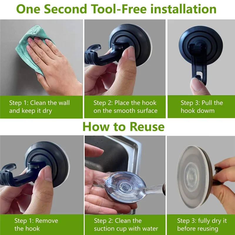 

【Шоппер - Фаворит!】Крючки для душа на присоске, сверхмощные крючки на присоске для полотенец, люфа (4 шт.) Водонепроницаемый крючок