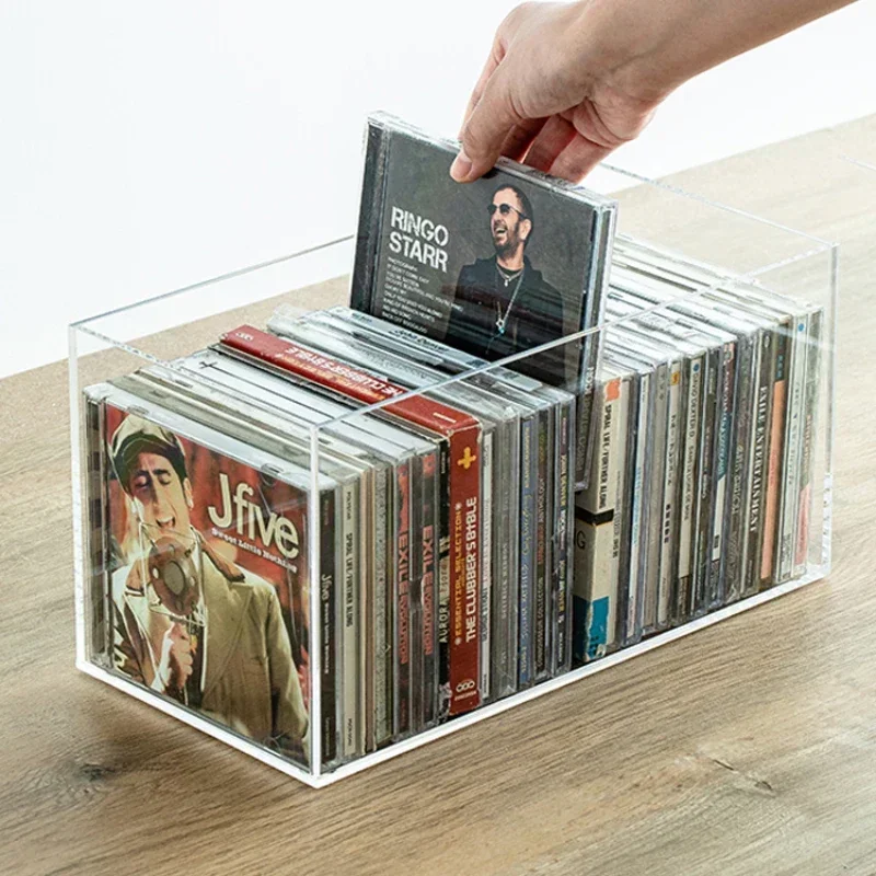 Japanese Home Storage Boxes Transparent Acrylic Cd Album Plastic Box Optical Disc Comics Organizer Box Vinyl Record Display Rack