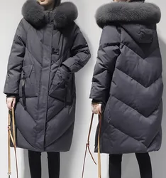 Black Winter Coat 2025 New Women's Thick Down Cotton Jacket Women Loose Hooded Parker Coat Oversized Female Cotton Warm Overcoat