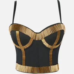 Summer Women Crop Top Streetwear Beading Diamond Push Up Bra Casual Tank Tops Woman Clothes Bustier Camis Fashion Ladies Corset