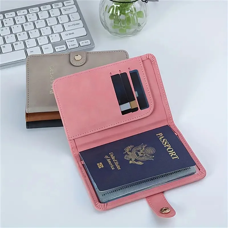 

Leather Passport Holder Covers Case Waterproof Travel Credit Card Wallet Cute Passport Book for Women/Men Buckle Passport Cover