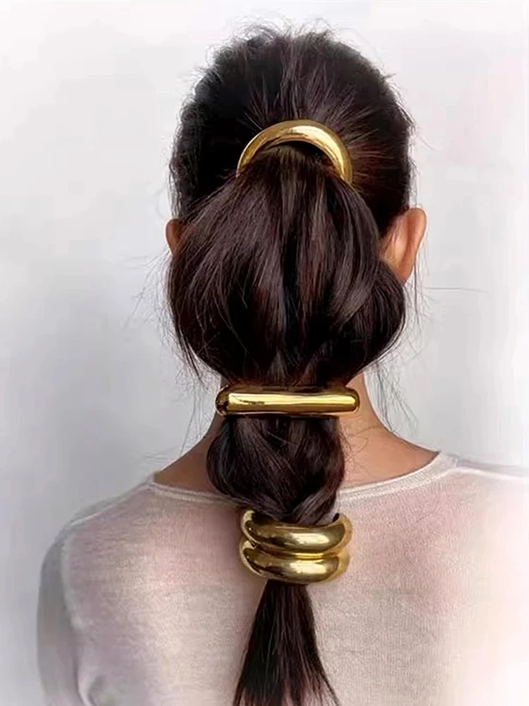 Metal Irregular Dupla Camada de Cabelo Bandas Para Mulheres, Faixa Elástica, Grampos De Cabelo, Faixa De Cabelo, Jóias Da Moda, Acessórios Para Cabelo Presente