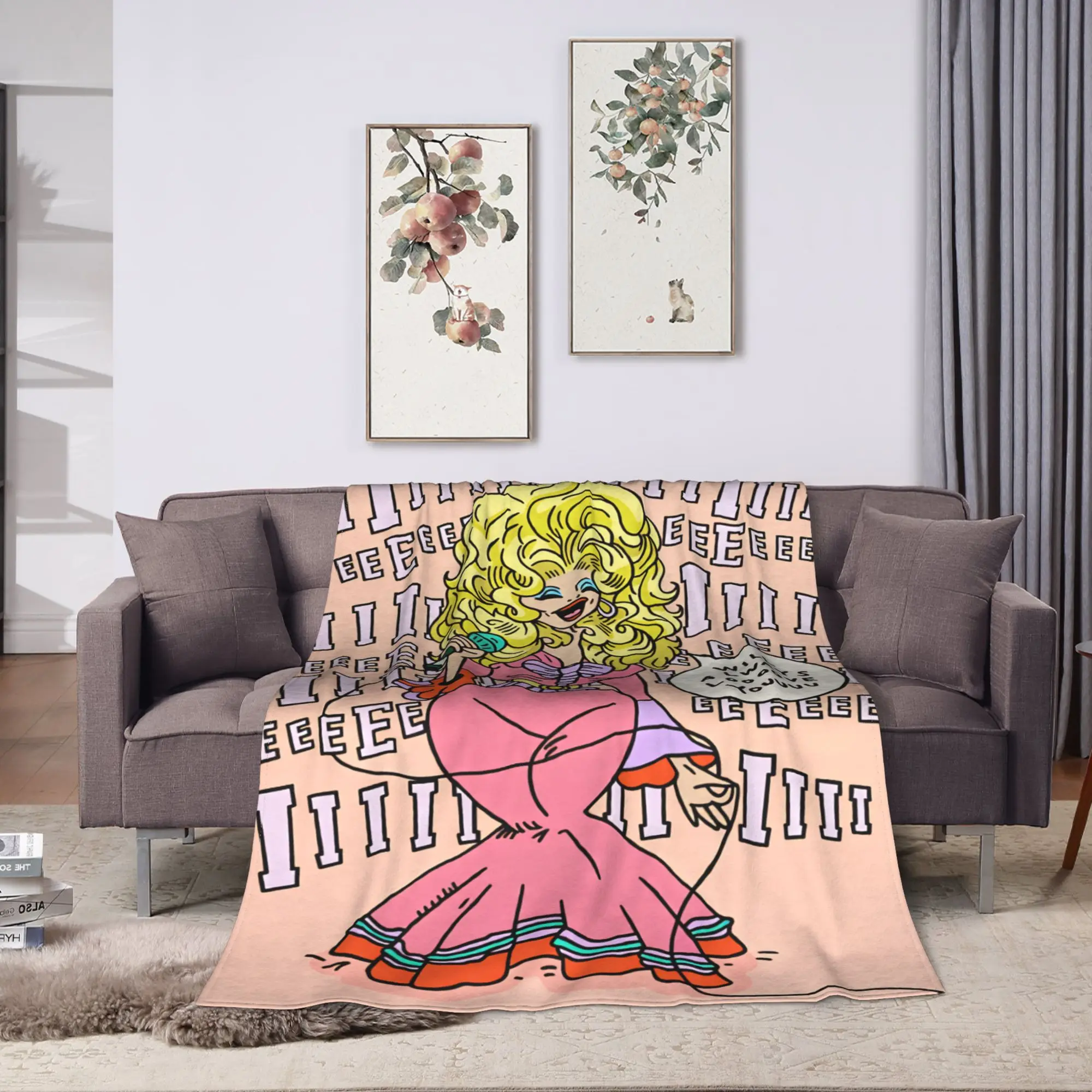 Dollys Partons Flannel Blanket Winter  Warm Throw Blanket for Kids Home Decor Street Trend Bedspread Sofa Bed Cover