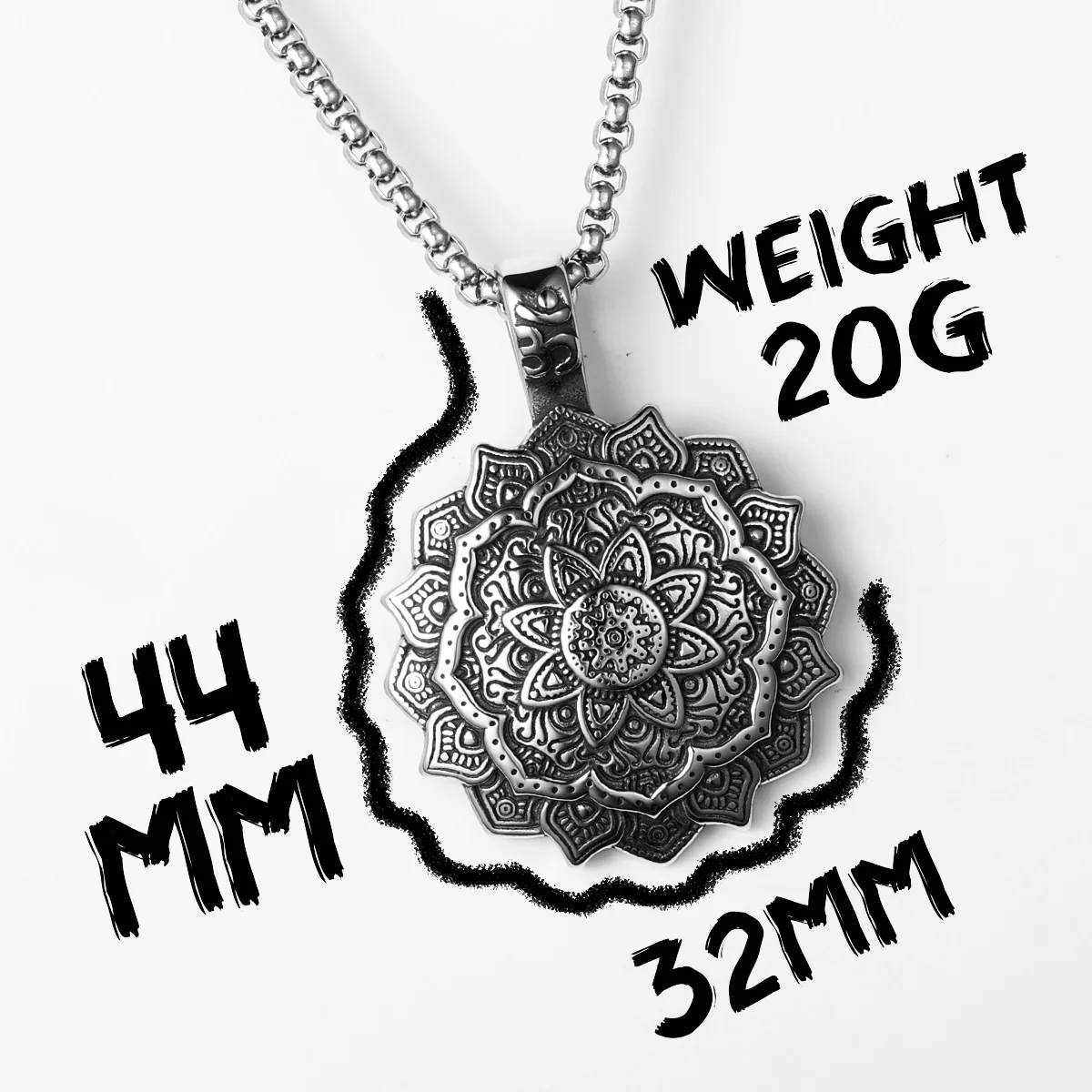 Buddhism Mandala Flower Stainless Steel Men Necklaces Pendant Chain Powerful Amulet Vintage For Women Jewelry Gifts Wholesale