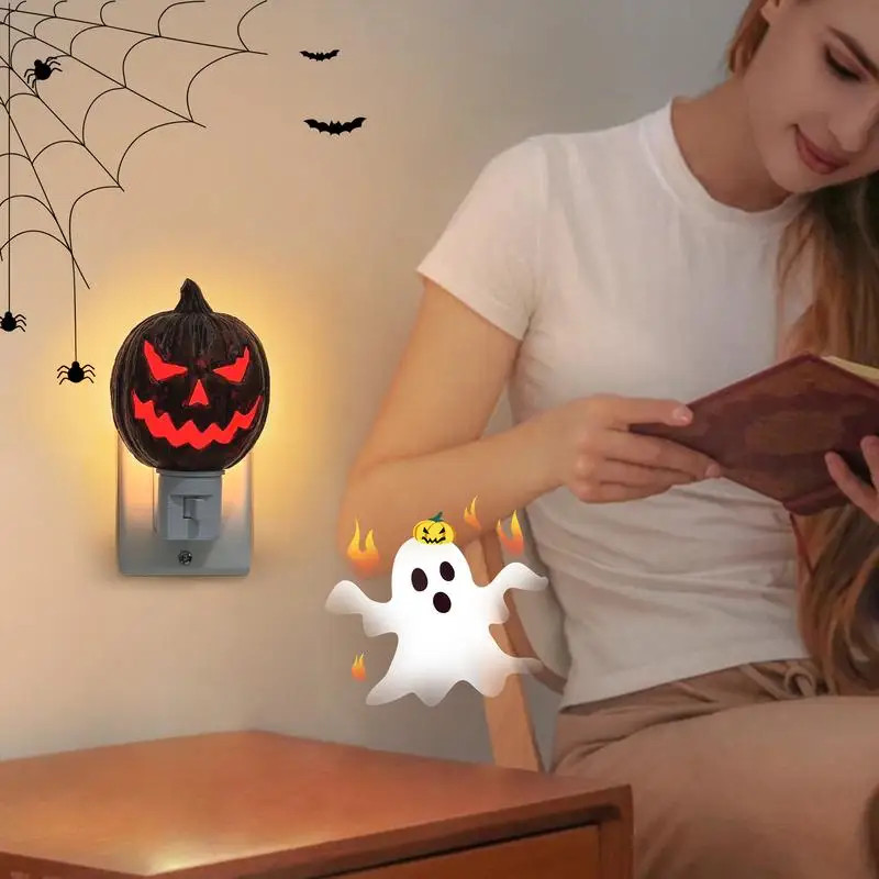 Cute Pumpkin Night Light para crianças, Scary Nightlight Nursery, Lâmpada LED, Bright Night Lights, Plug na parede