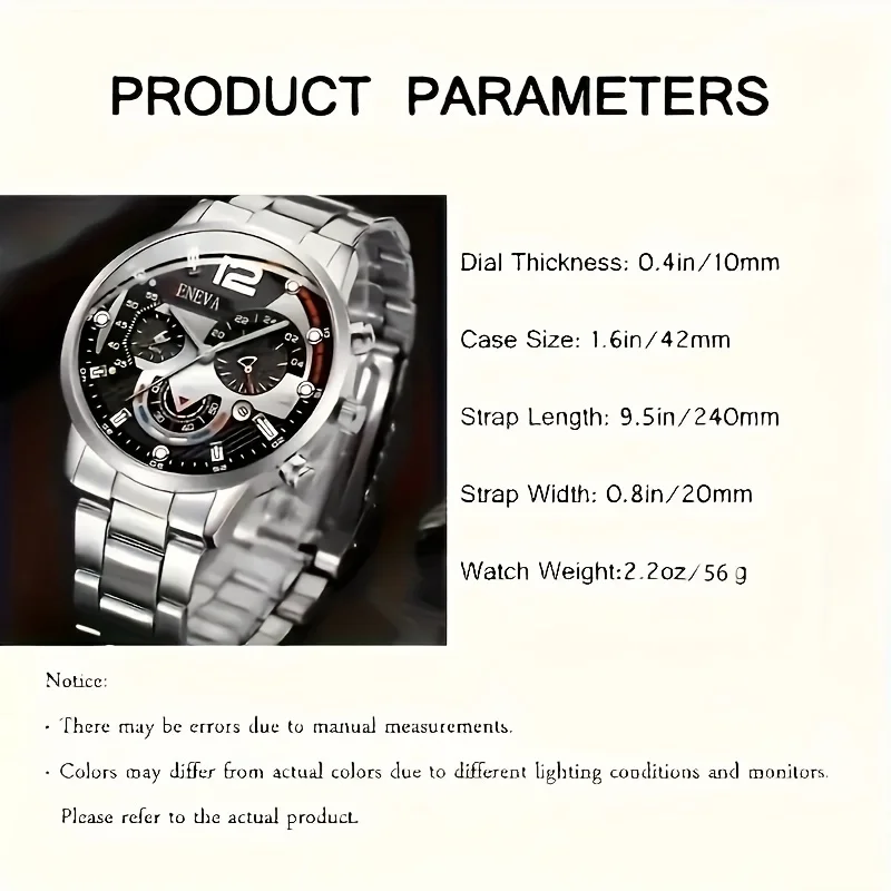 8-Piece Men's Quartz Watch Set with Accessories