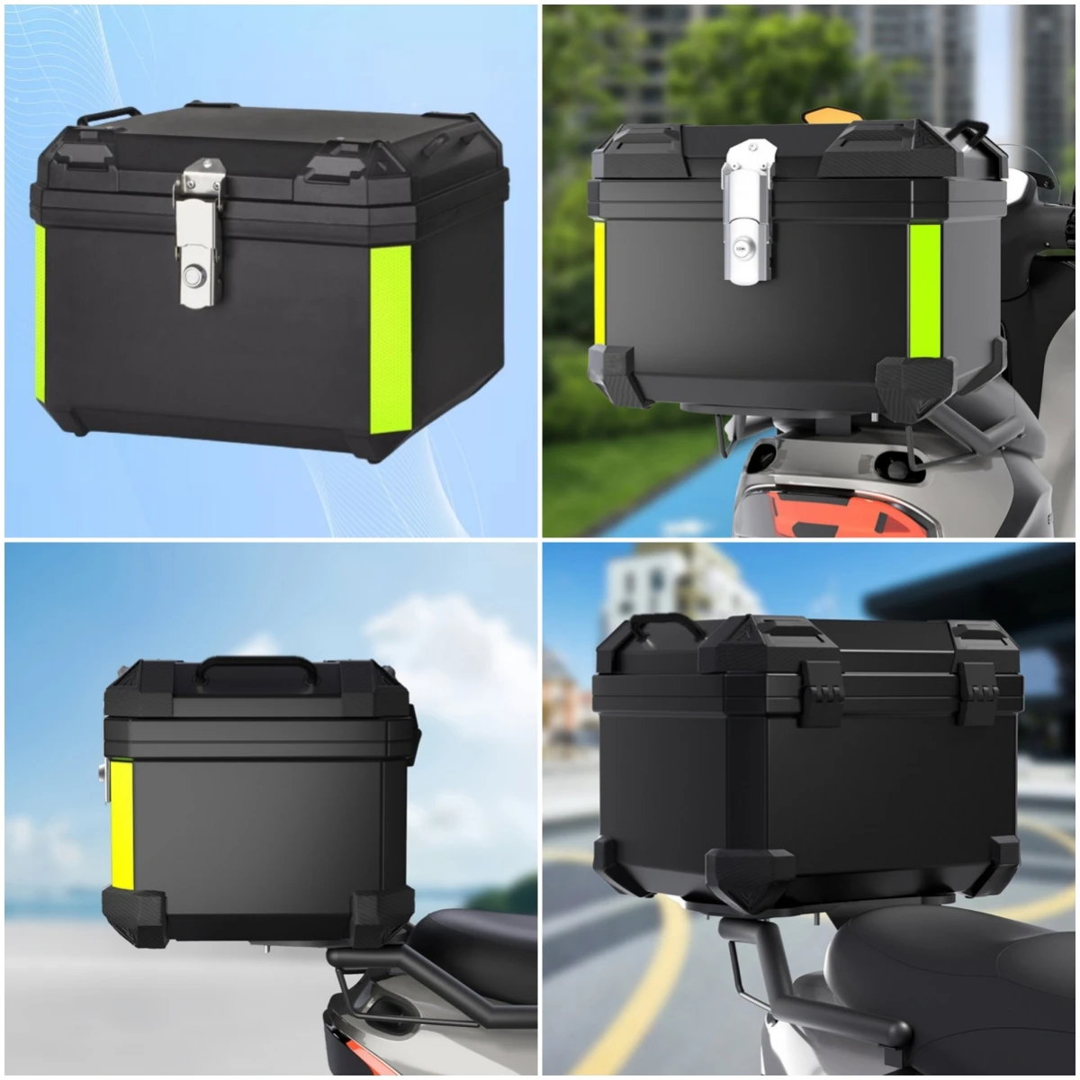 45L57L Motorcycle Trunk Helmet Box Universal Motorbike Top Case ABS Tail Box Rear Luggage Case Waterproof Toolbox With Safe Lock