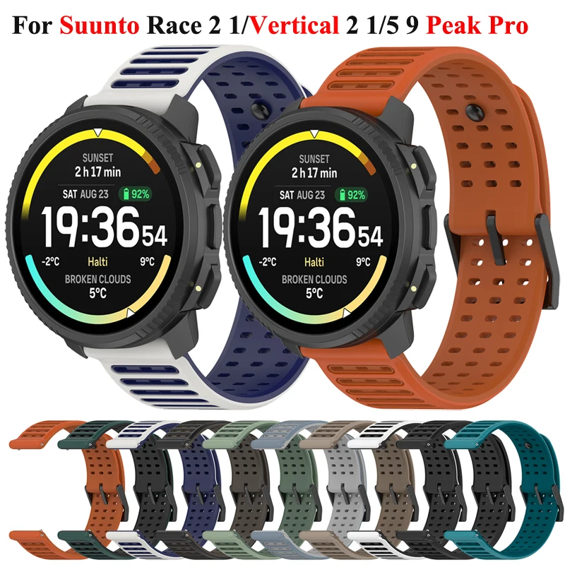 22 mm Uhrenarmband für Suunto Vertical 2 Sport Silikon Doppelfarben Armband für Suunto RACE 2 S/Run/Ocean/5 9 Peak Pro DLC Band