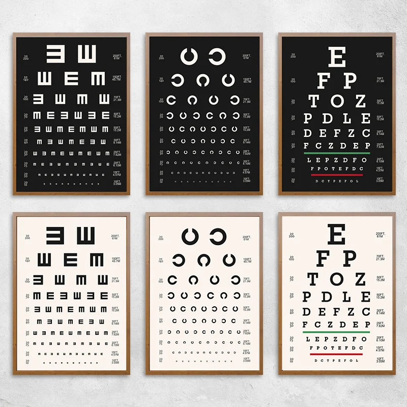 Visual Acuity Eye Exam Chart Posters and Prints Vision Test Tables Canvas Painting Classroom Study Wall Art Picture Decor Cua