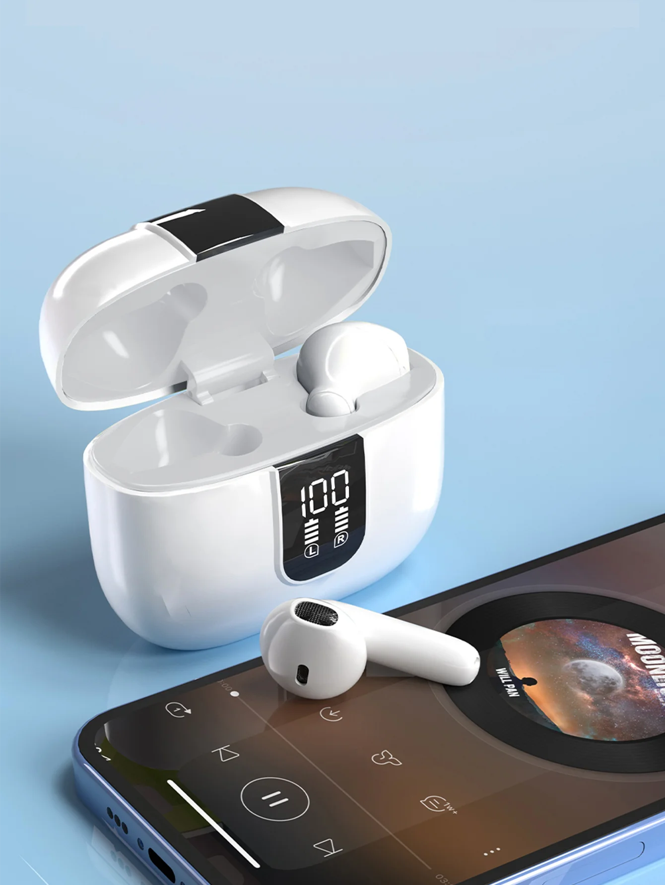 nurati BT In-Ear Sport Headphone, LED Power Display, True Setreo Sound Long Battery Life TWS Wireless Earphones for Music/Movie