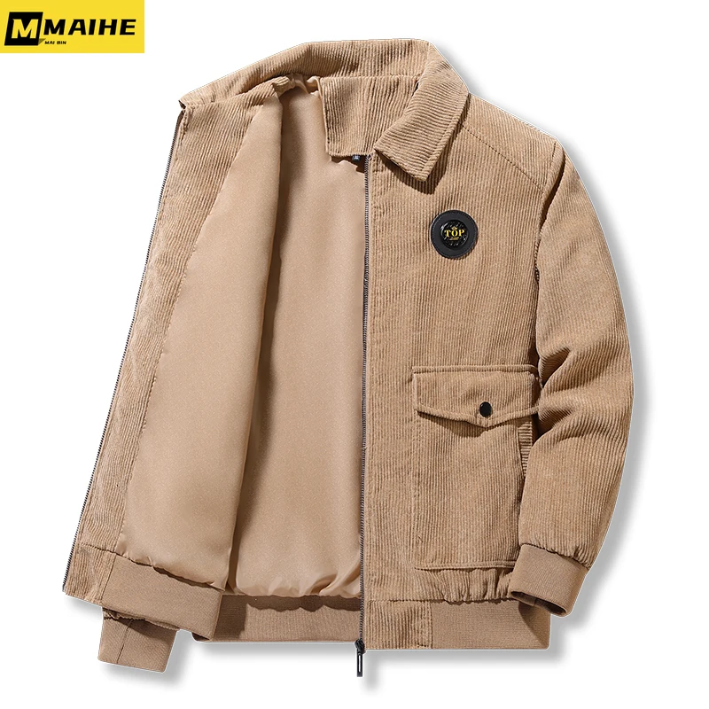 2023 new Spring Fall men's coat Vintage windproof corduroy cargo jacket Hip Hop clothing men's army green Tactical Camping jacke