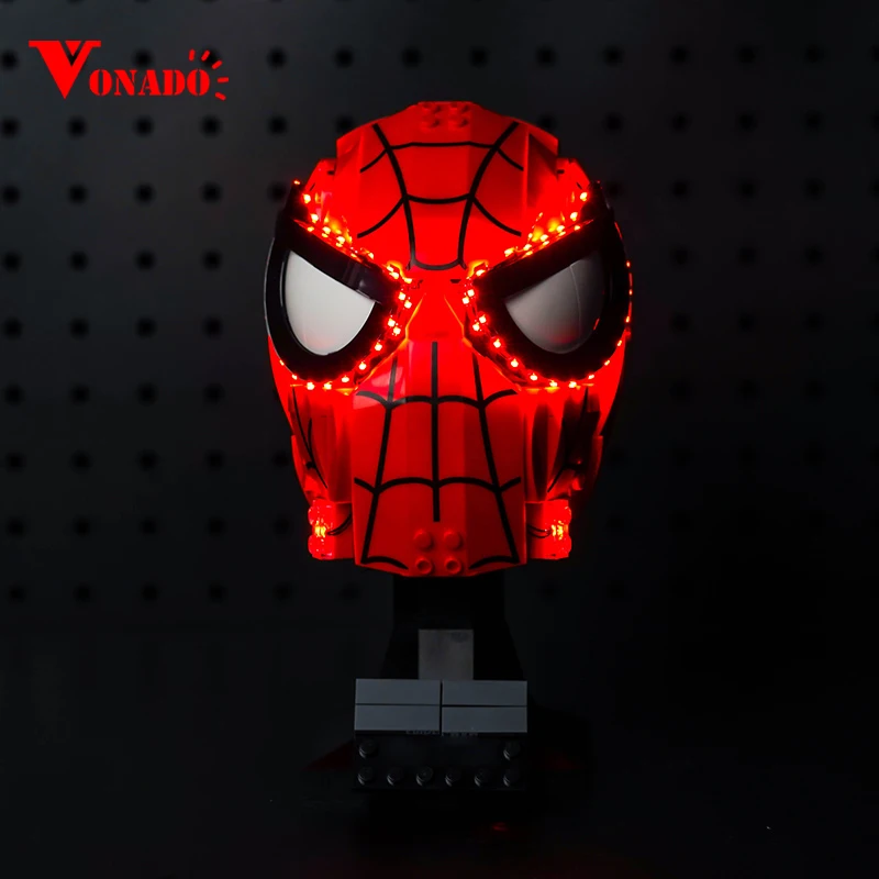 Vonado LED light 76285 set is suitable for Spider Man's Mask building blocks (including lighting accessories only)