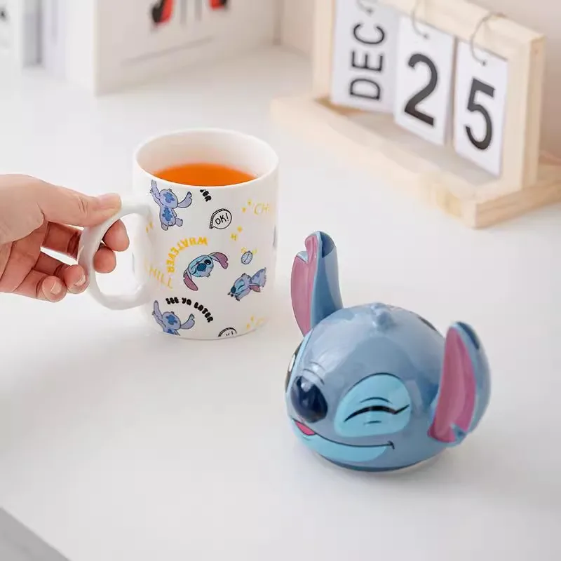 أنيمي   ليلو وستيتش   الملاك والغرزة   كوب الزوجين   تزيين   كوب سيراميك بغطاء   350 مل   كأس المكتب المنزلي   مظهر عالي   هدية