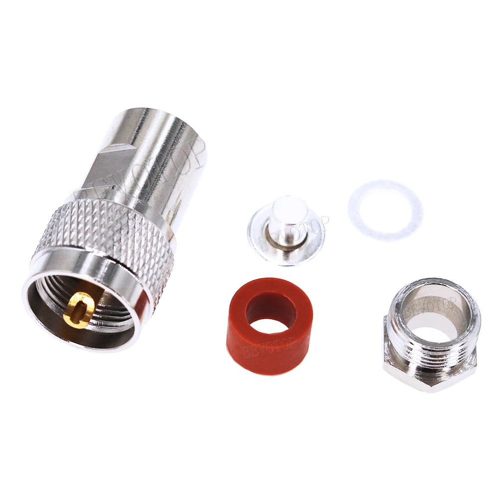 10PCS/lot 5D-FB UHF Male PL259 Plug / UHF Female SO239 Jack 50-5 Clamp Connector for 5D-FB / LMR300 Cable BEVOTOP RF Connector