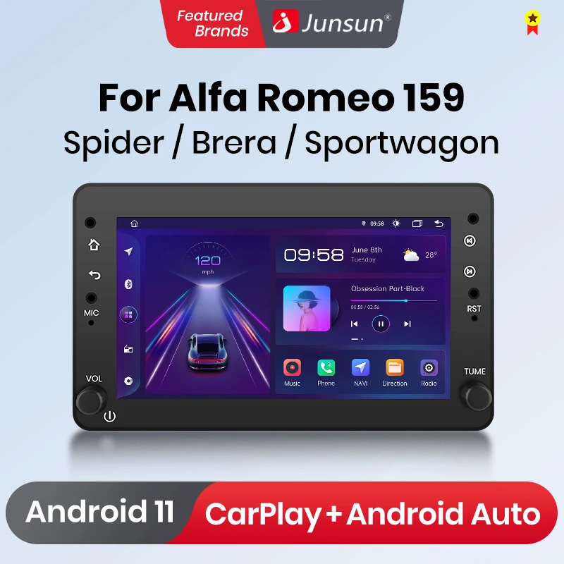 Junsun CarPlay Android Auto Car Radio For Alfa Romeo 159 Brera Spider Sportwagon GPS Intelligent Systems Stereo Multimedia