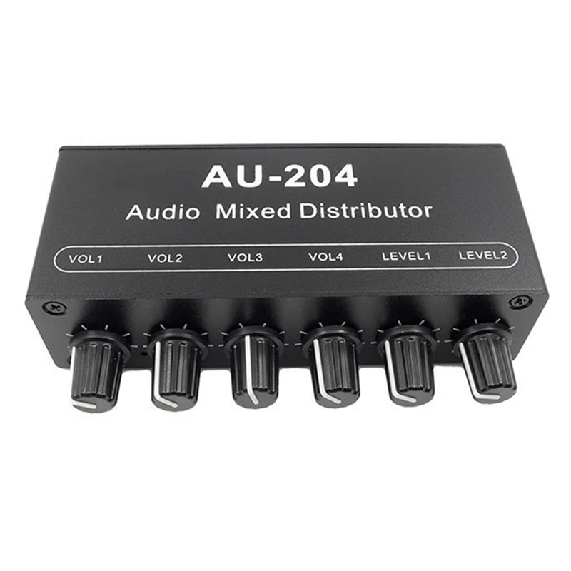 AU-204 Stereo Audio Signal Mixer Board Headphone Driver Power Amplifiers Mixer Distributor 3.5MM Easy To Use