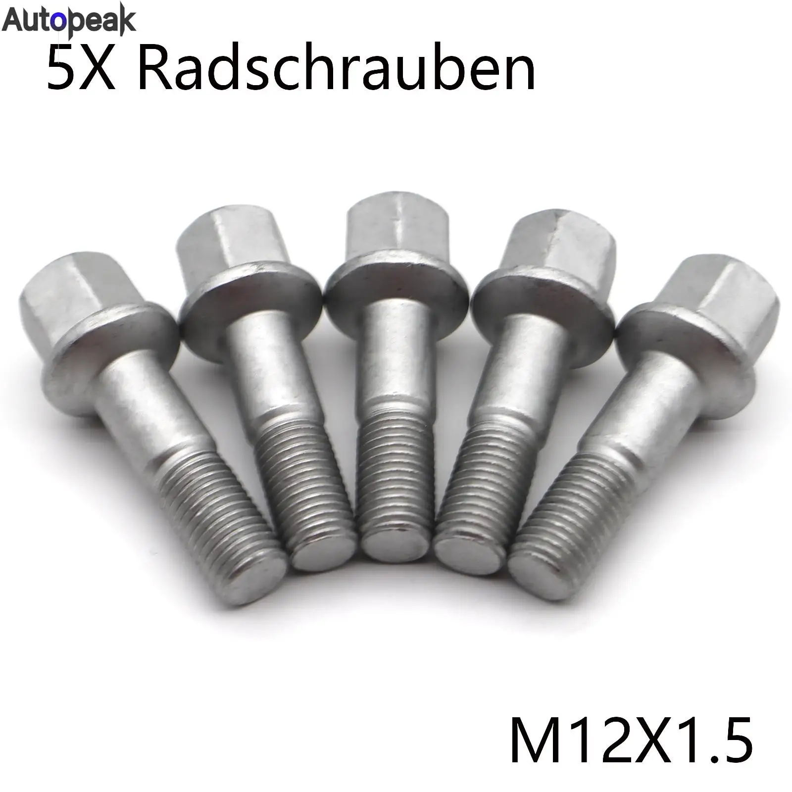 5X For Mercedes Benz A208 A209 C208 C209 W124 W210 A124 C124 S210 Car Wheel Lug Bolts Nuts M12 X 1.5 0009904807 Truck Tyre Parts