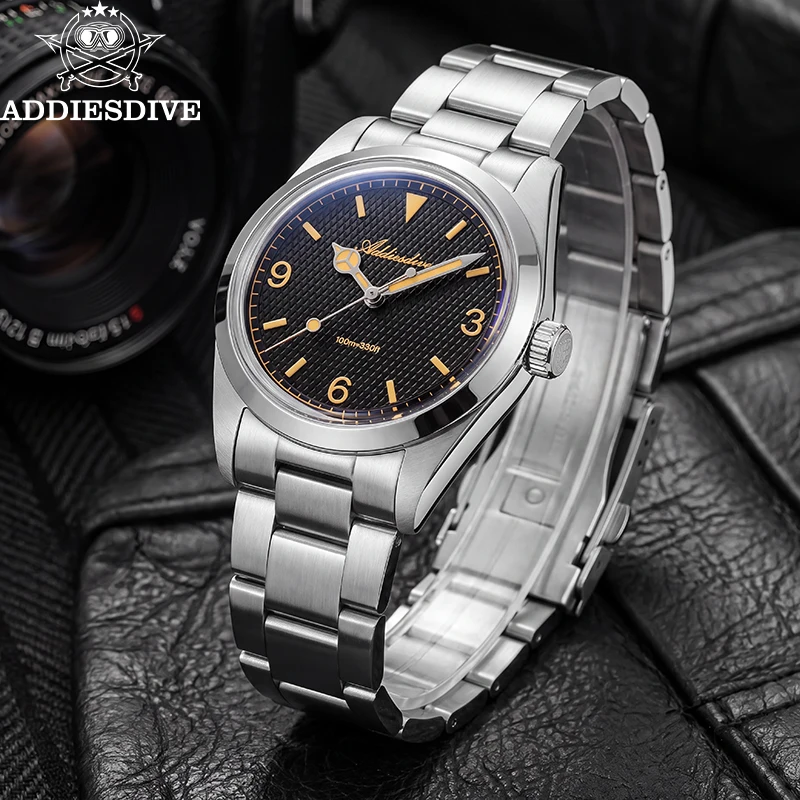 ADDIESDIVE Men's Quartz Watch Japanese VH31 Movement 100m Water Resistance K1 Domed Glass C3 Super Luminous Luxury Men's Watch