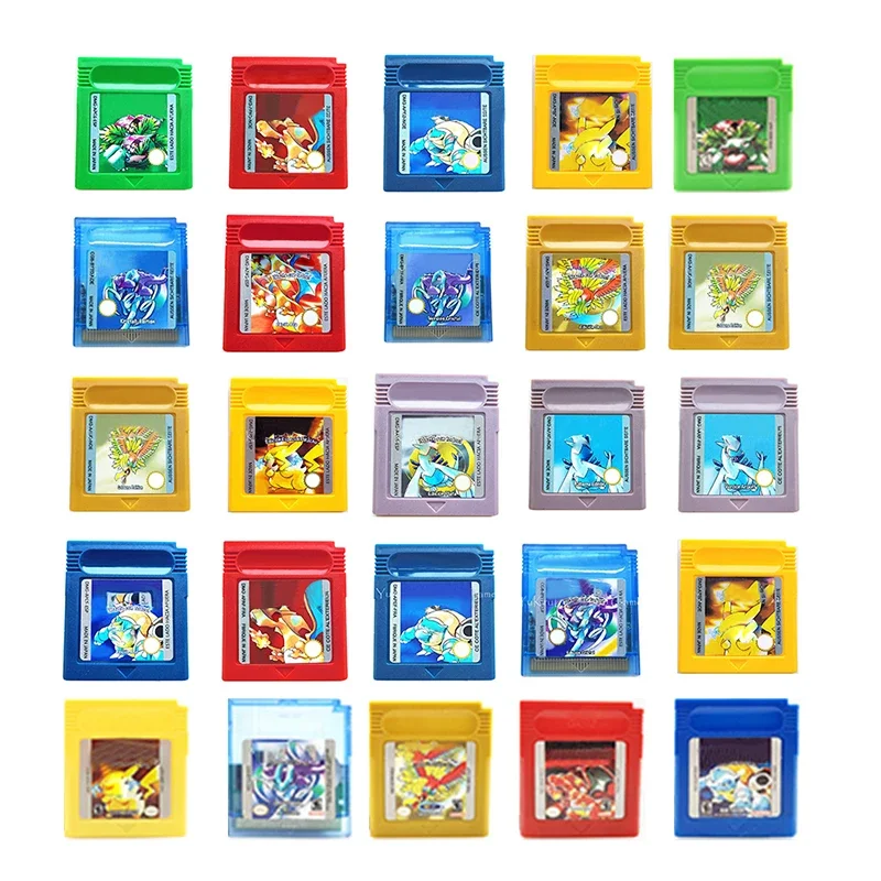 ■Pokemon Red Blue Crystal Golden Green Silver Yellow GBC Game Card 16 Bit Video Game Cartridge Console Cards For GB/SP