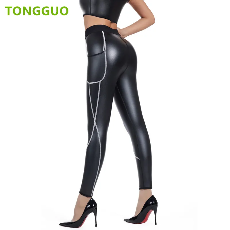 

Крутые женские брюки из искусственной кожи с высокой талией, тонкие леггинсы, формирователь талии, белые брюки с вышивкой и карманами